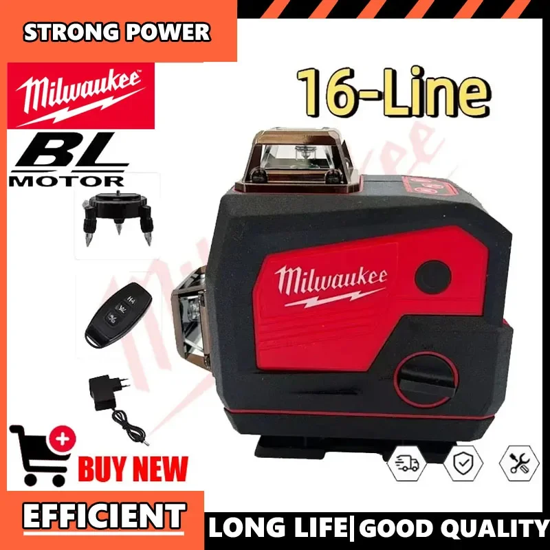 

Milwaukee 16 Lines Laser Level Meter Horn Function 360° Horizontal And Vertical Cross Green Light Self-Leveling Tool