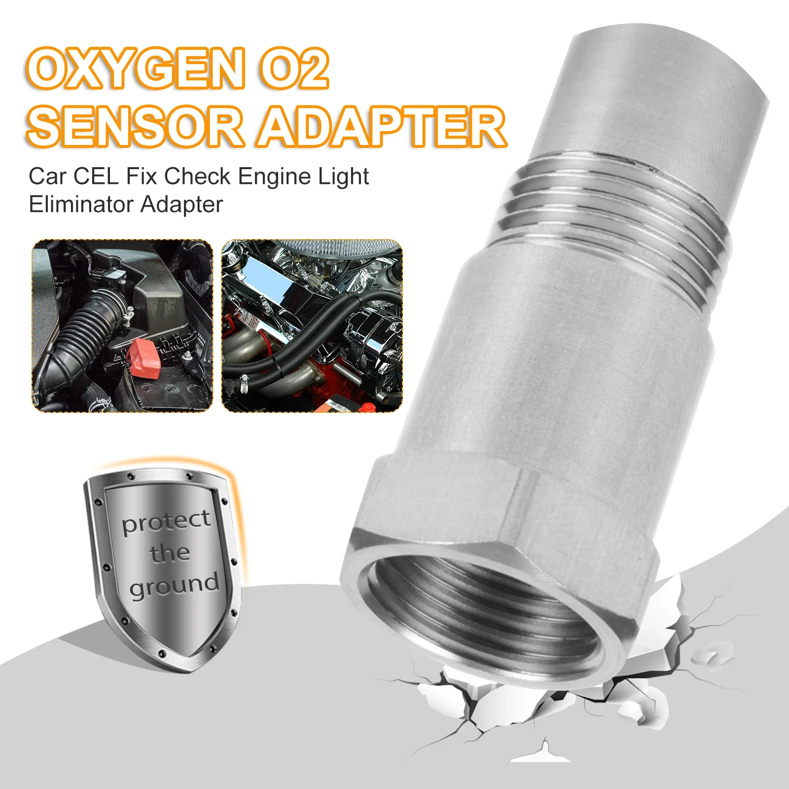 Car CEL Check Engine Light Oxygen Sensor Adapter M18 x 1.5 CEL On Fix Engine Light Eliminator Bung Kit Catalystic Converter