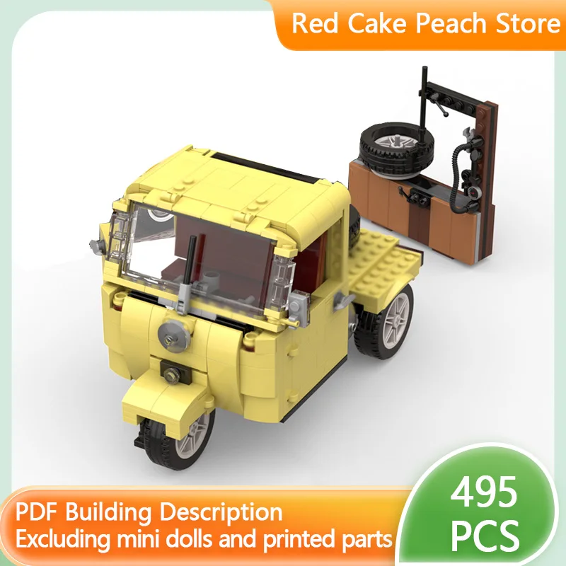 

City Car Model MOC Building Bricks Three-Wheeled Commercial Vehicle Modular Technology Children Holiday Gifts Assemble Toys Suit