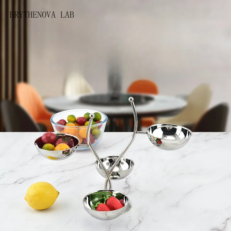 Stainless Steel Snack Tray Bar Ktv Fruit Dish Metal Fruit Plate Sum Dim Dish Dried Candy Rack Partition Dessert Snack Rack