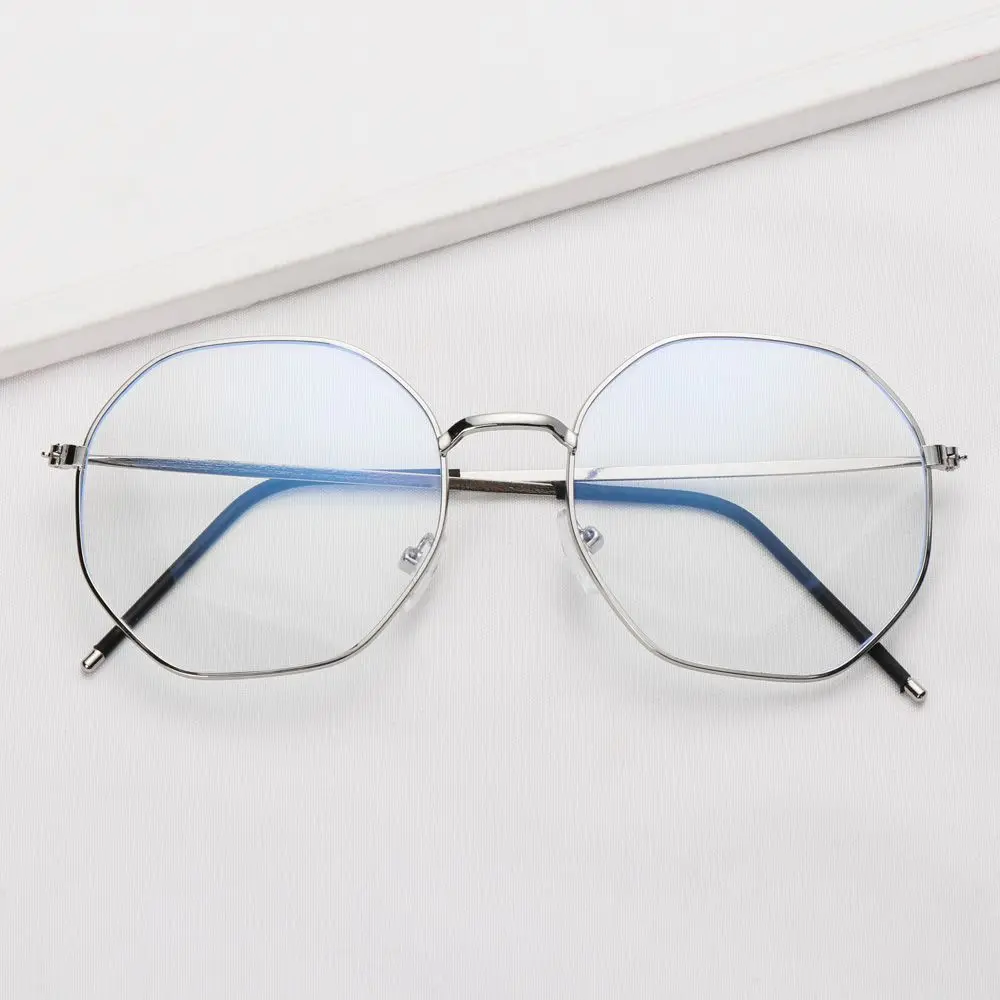 Computer Polygon Vintage Anti-Blue Light Eyeglasses Ultra Light Frame Metal Glasses Eye Protection