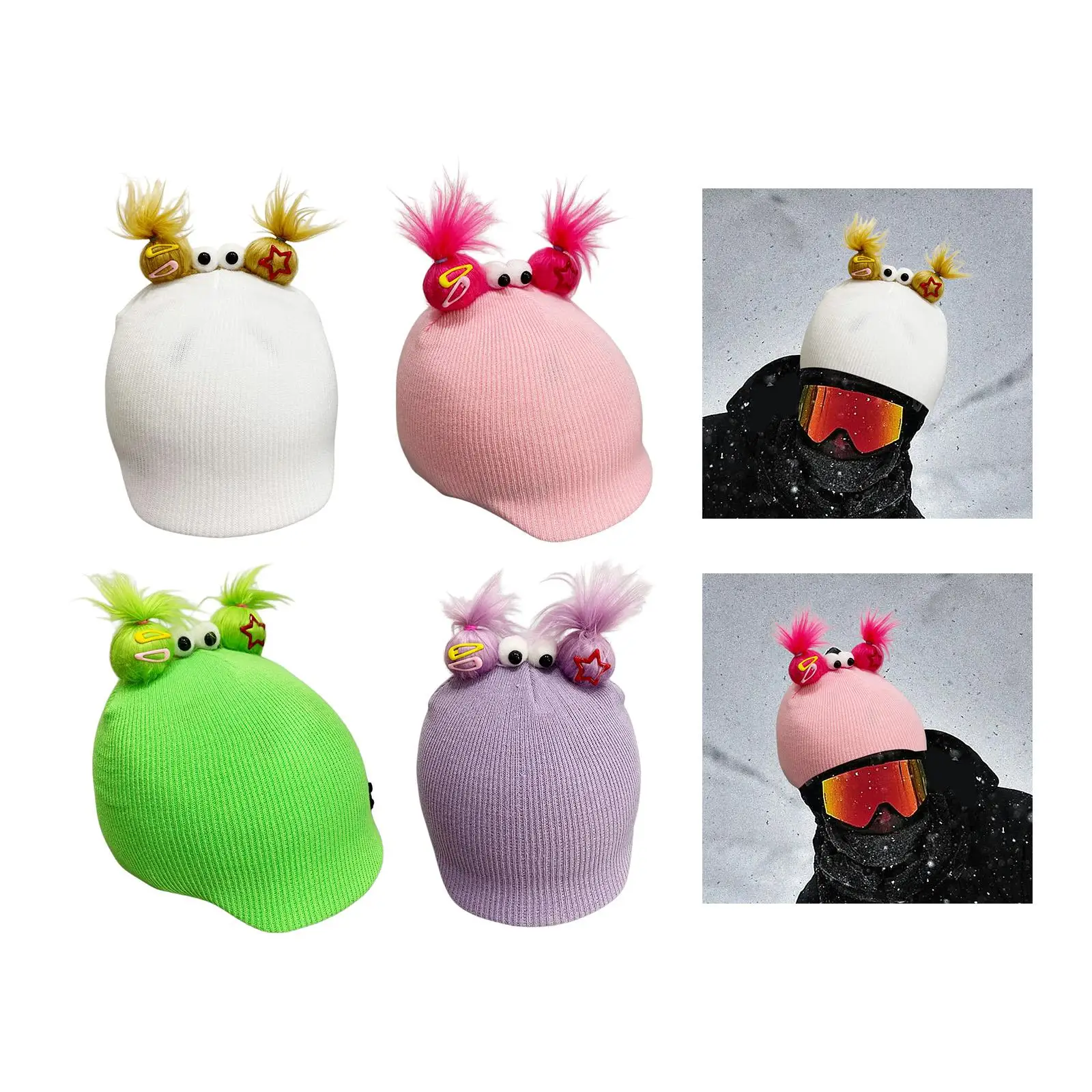 Snow Ski Helmet Cover Helmet Decoration Fun Reliable Stylish Adorable Creative Decorative Knitted Cap Skiing Helmet Accessory