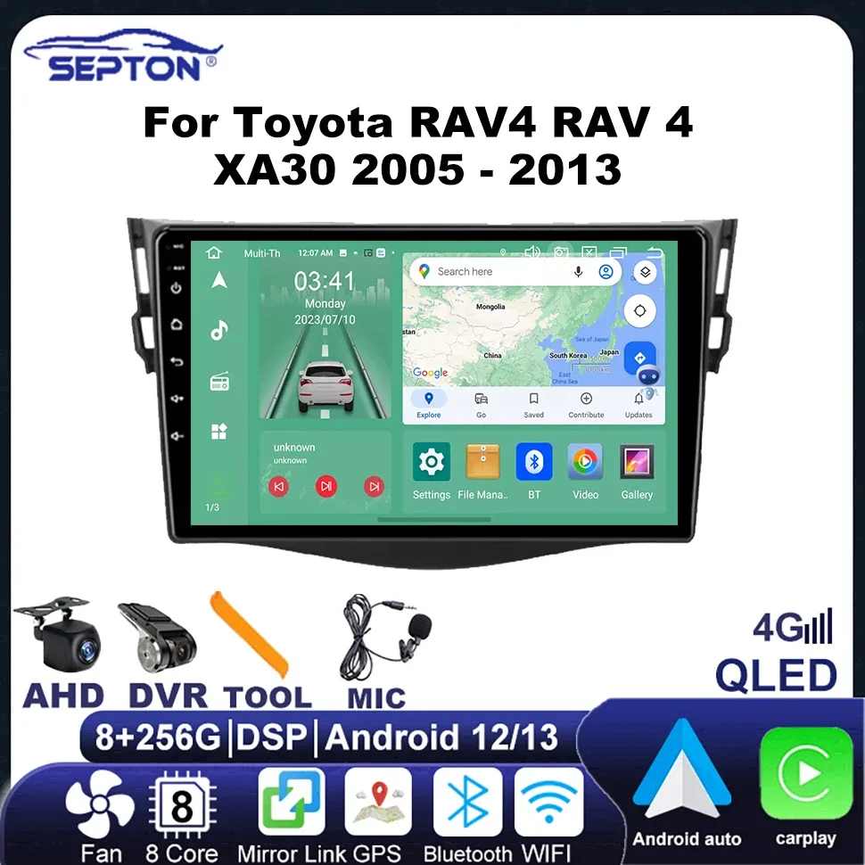 

Автомобильный радиоприемник SEPTON Android для Toyota RAV4 RAV 4 XA30 2005-2013 автомобильный мультимедийный плеер Carplay Navigatin GPS 4G сетевой блок 2 Din