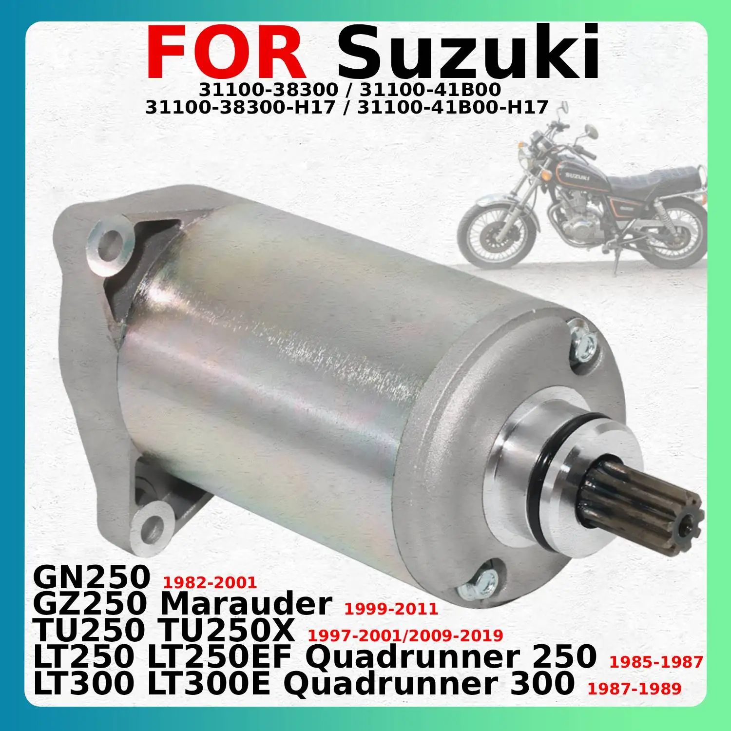 Motorcycle Electric Starter Motor 12V For Suzuki GN250 Marauder TU250X LT250 LT250EF LT300 LT300E Quadrunner 250 300 31100-38300