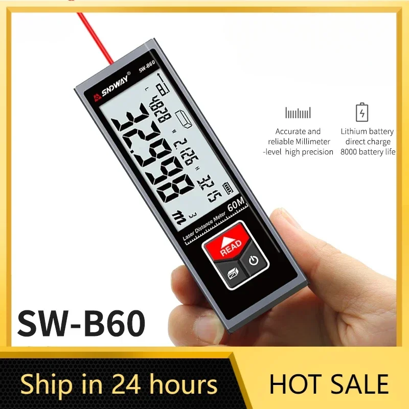 SNDWAY Digital Laser Tape Measure 40M Laser Rangefinder Accurate Distance Meter Construction Roulette Trena Lazer Range Finder