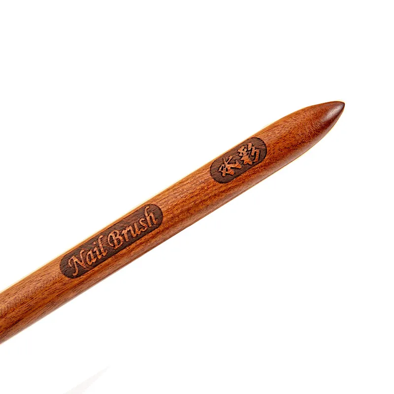 1/2 Uds mango de sándalo cepillo acrílico para el cabello Kolinsky Gel UV pluma para tallar polvo líquido DIY dibujo de uñas Bruses para decoración de uñas