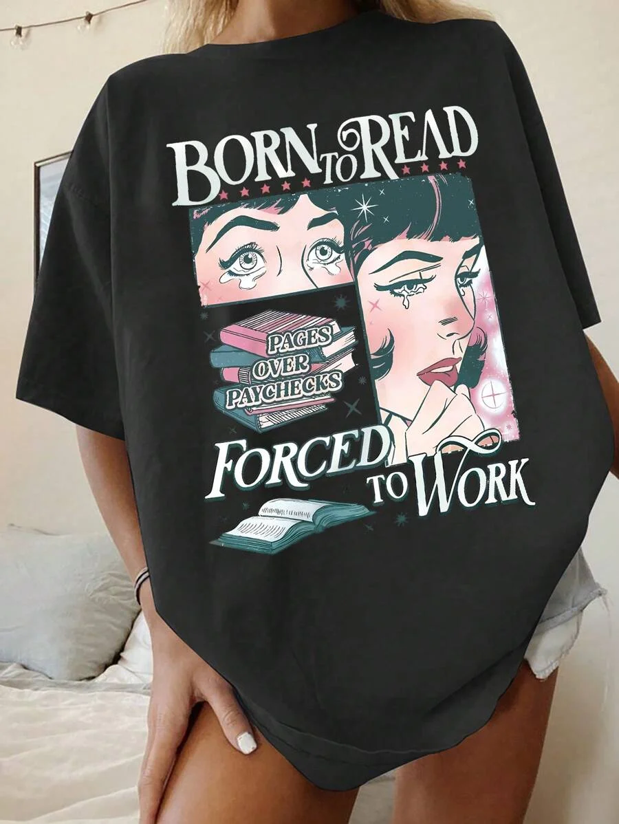 

Plus - Size "BORN TO REND" Y2k Style Girl Print T-shirt, Japanese and Korean, Trendy, Fashionable, Comfortable