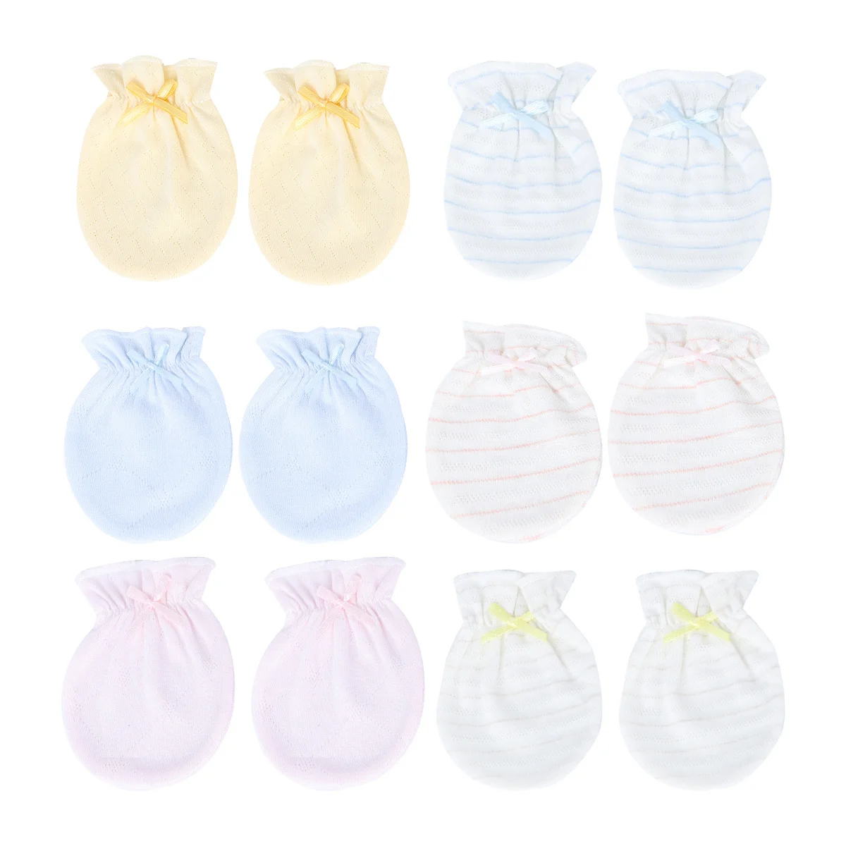 

6Pairs Anti-Scratch Baby Gloves Pure Cotton Protective Mittens for Newborn Infant Soft Breathable Newborn Gloves