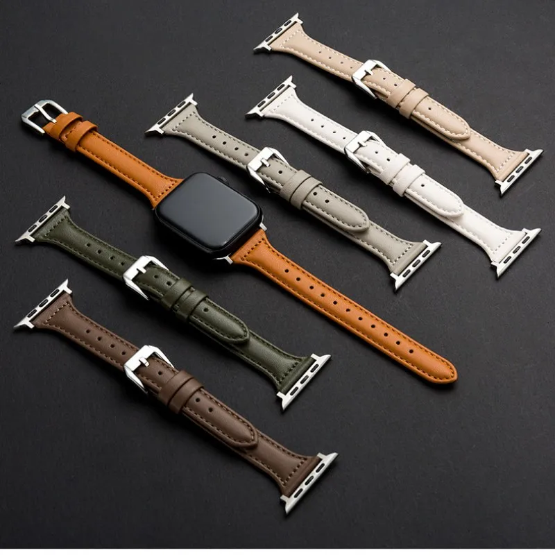 

Leather Watch Strap for Apple Watch S10 46mm 45mm 44mm 40mm 41mm 42mm 38mm Ultra 2 49mm 44mm Bracelet iWatch 8 9 8 7 SE 5