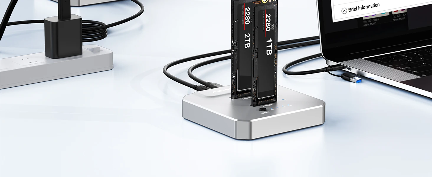 Acasis 20Gbps Dual-Bay M.2 NVME SSD-Gehäuse SSD-Duplikator Offline-Klon USB 3.2 Typ-C Gen2 zu NVMe Dockingstation für PC – Detail 2