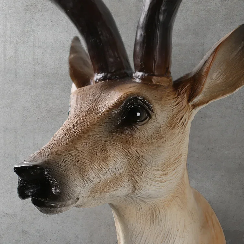 MGT-American Realistic Deer Head Wall Hanging, Animal Head Resin Pendant, Home Decoration, Store Wall Hanging, Best Gift