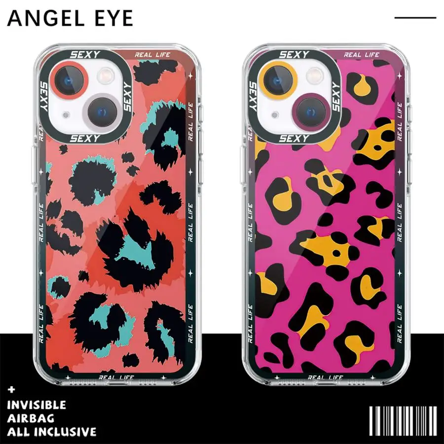 Color Leopard Print Case for OPPO A98 A94 A92 A78 A76 A74 A72 A58 A54 4G A55 A16 A17 A32 A57 A31 5G Transparent Soft Cover