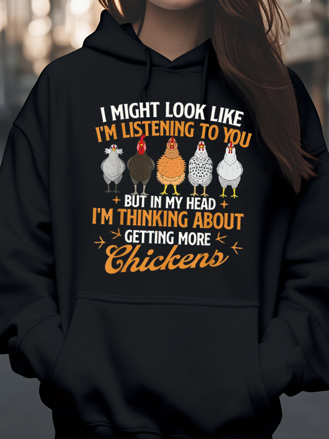 هوديي مطبوع عليه زراعة الدجاج، ملابس خريفية كاجوال للخريف للنساء والرجال