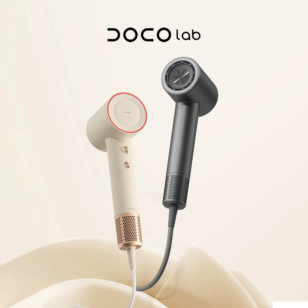 Sèche-cheveux haute vitesse DOCO LAB, contrôle intelligent de la température, ions négatifs pour un volume optimal, anti-statique et anti-brûlure
