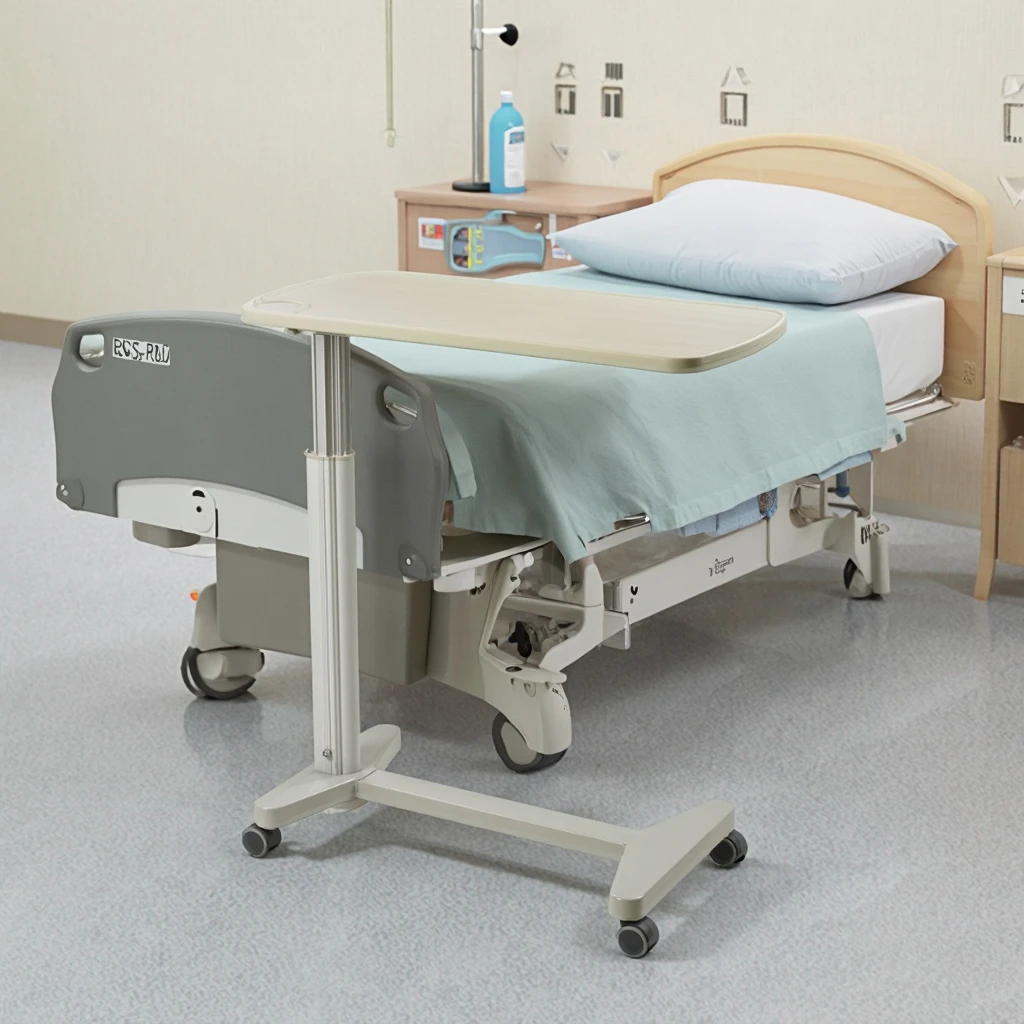 طاولة سرير مريحة بسعر المصنع لغرفة المريض في المستشفى ABS ومواد الألومنيوم طاولة بجانب السرير متحركة #4