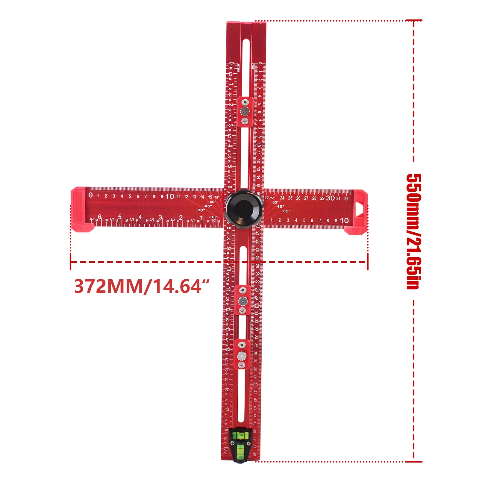 50cm 2 in 1 Drilling Positioning Ruler Combination Angle T-Shaped Ruler Cabinet Hardware Jig Drawer Installation Woodworking