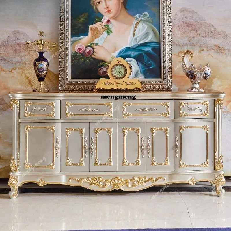 

European Solid Wood Marble Living Room Cabinet Italian Design Luxury Kitchen Cabinet Storage Home Furniture