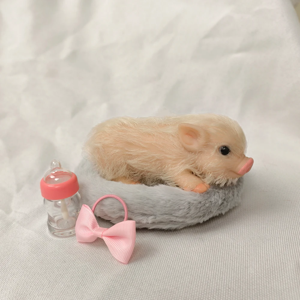 Maialino in Silicone da 5 Pollici, Morbido e Carino, Mini Animali Realistici con Accessori, Bambola Maialino Neonato Realistica, Giocattolo Antistress, Regalo