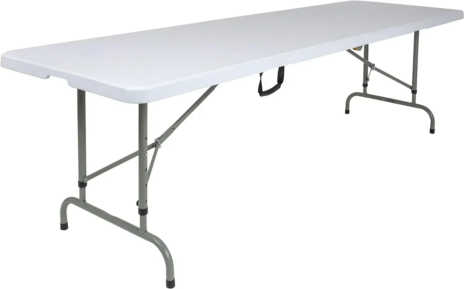 8-Foot Height Adjustable Bi-Fold Granite White Plastic Folding Table with Handle