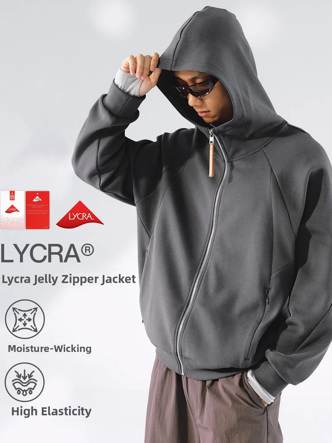 iatiCRA Jelly Zipper Hoodie Jaet New Autumn Light Sport Warmth Casual Cotton Blend Fabric Men's Faion Stand Collar