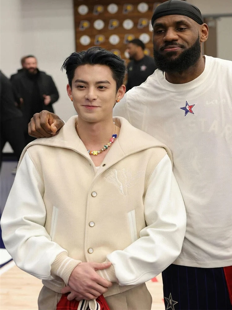 

Ele Tweed Baseball Jaet with irt Collar And Leather Sves Embroidered Drill Splice Casual Sle for ex