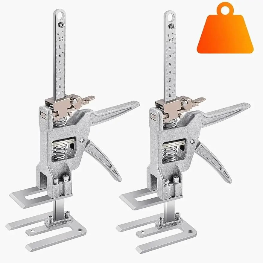 2Pcs Updated Hand Lifting Jack Tool Labor Saving Arm Lifter with Level Full Steel Body 440LB Load-Bearing for Heavy Furniture