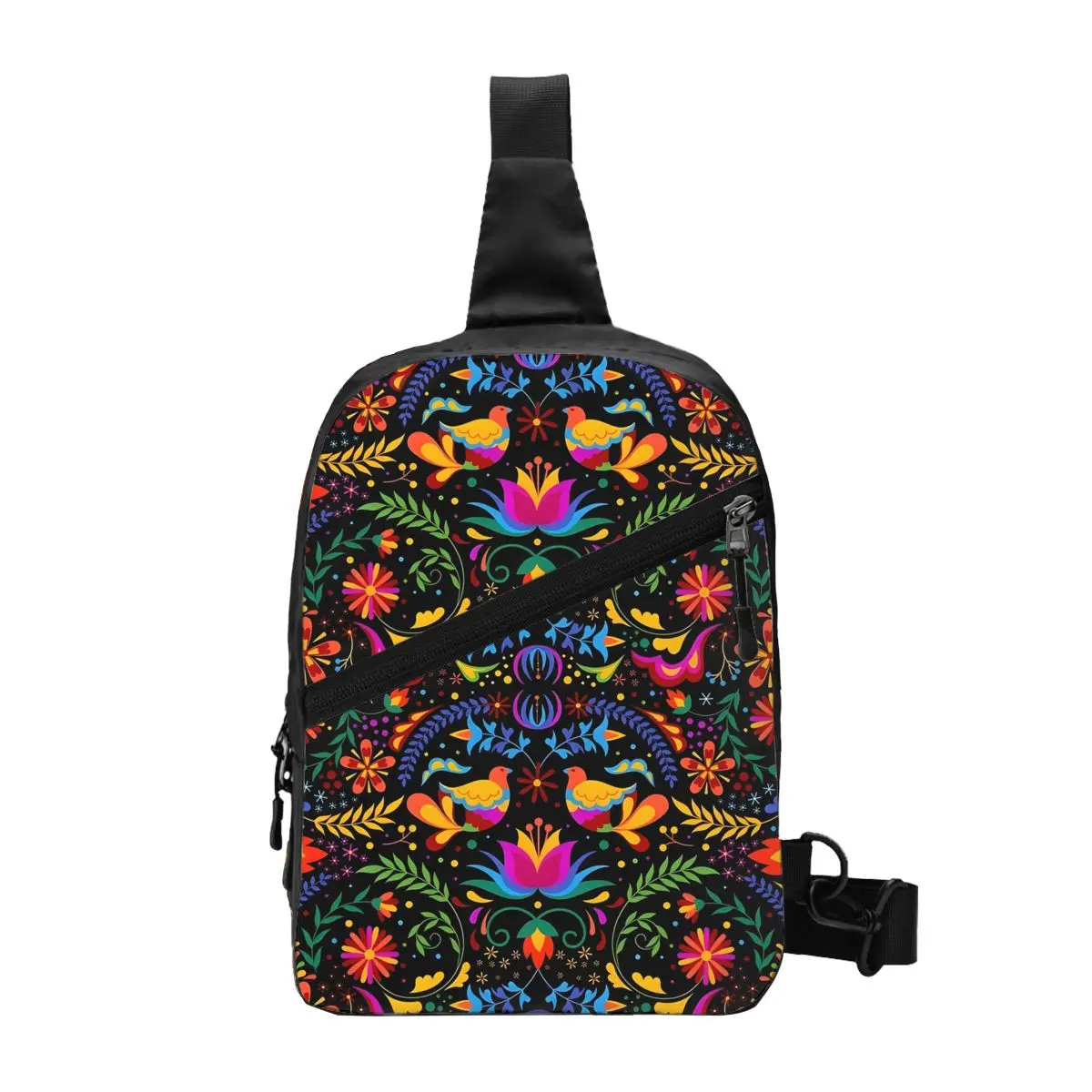 

Custom Casual Mexican Flowers Otomi And Birds Sling Bags for Cycling Camping Men Chest Crossbody Backpack Shoulder Daypack