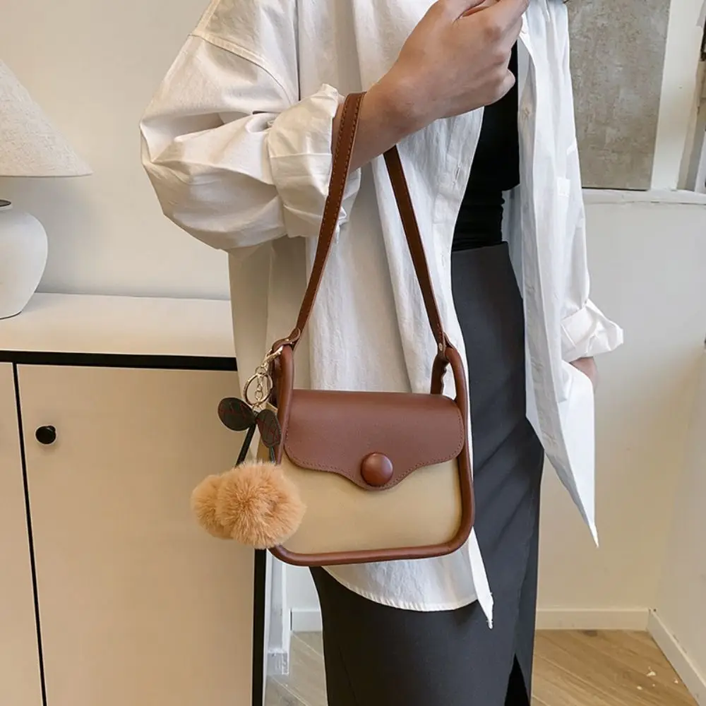 

Portable Versatile Female Handbag Korean Style Chic Women Casual Bag Splicing Design Shoulder Bag Party