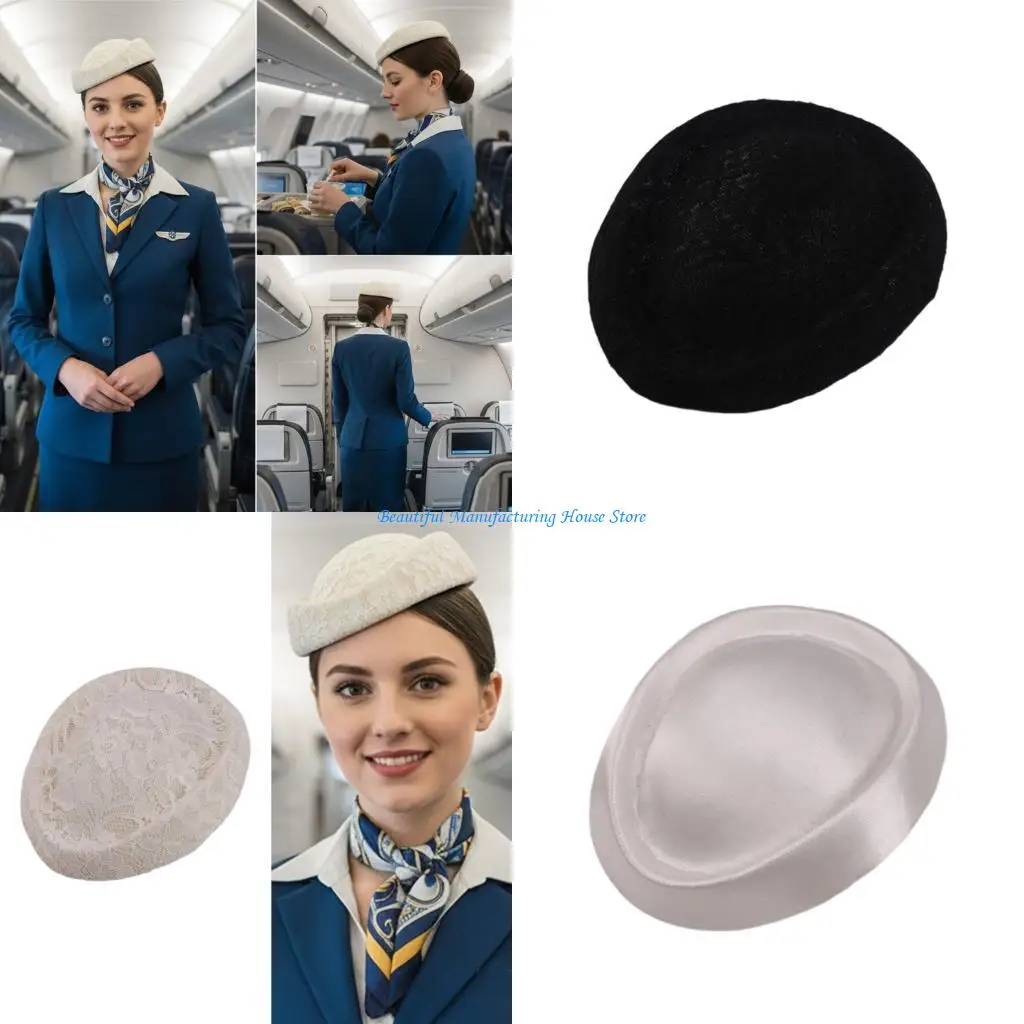 E56A Lightweight Embroidered Color Soft Stewardess Hat Role Play
