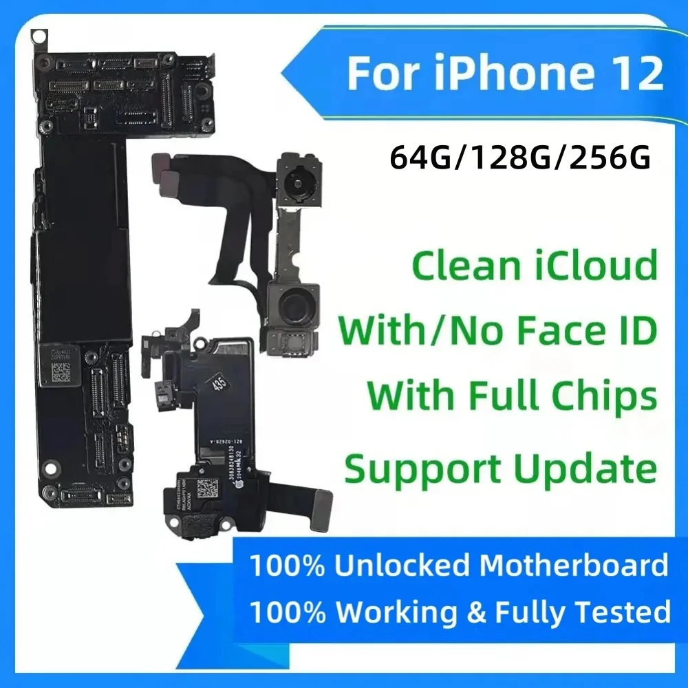 Fully Working For iPhone 12 promax motherboard with face ID clean iCloud For iPhone 12 Logic board unlocked mainboard Full chips