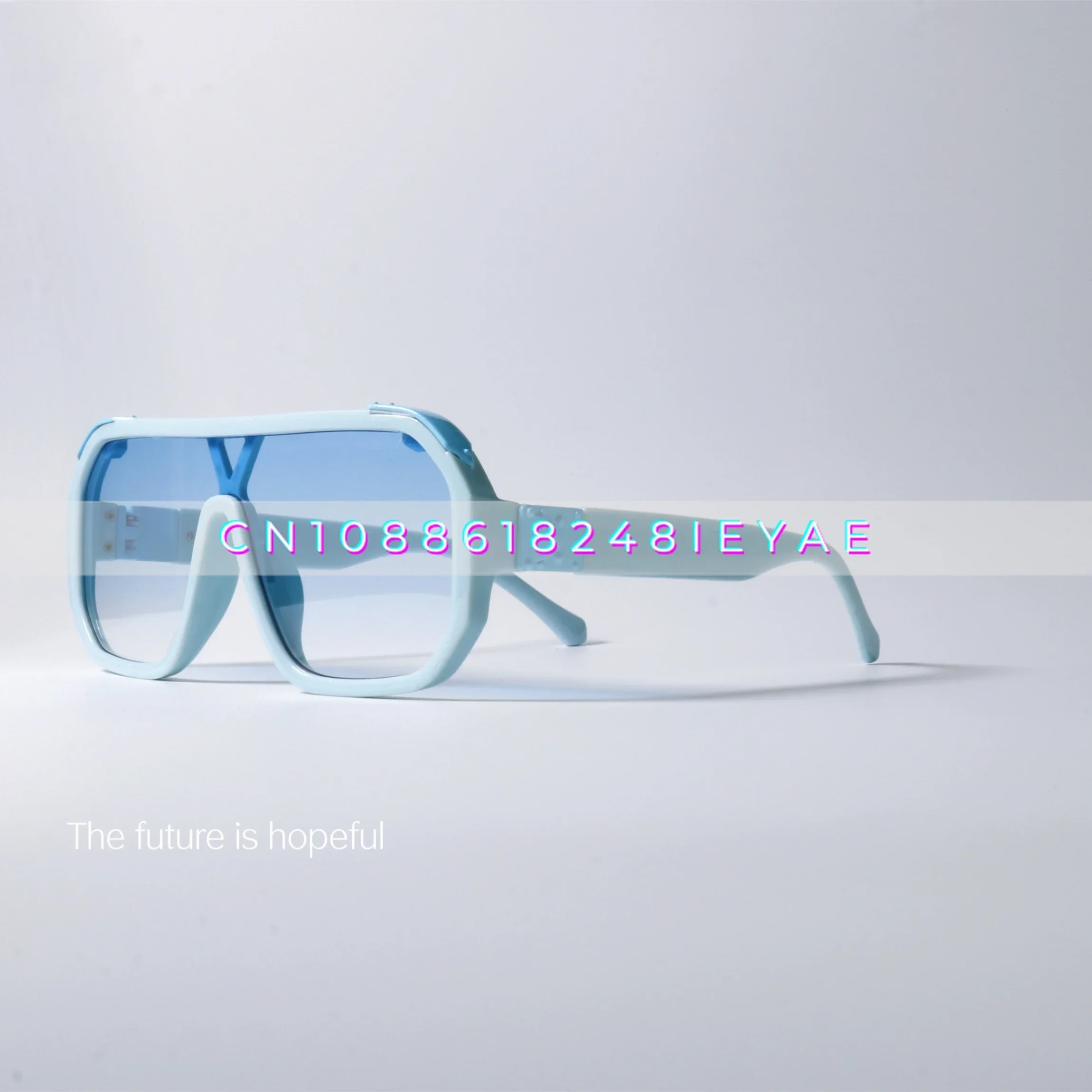 

Blue One-piece Sunglasses Uv400 Anti-ultraviolet Radiation Niche Pilot Sunglasses