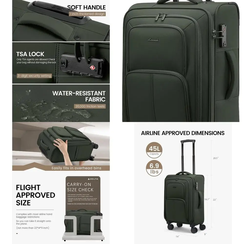 

22, легкий чемодан-спиннер, ручная кладь, одобренная авиакомпанией, замок TSA, идеально подходит для путешествий и бизнеса