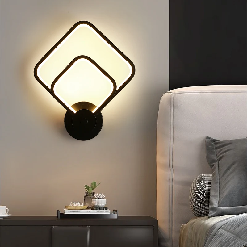 Simple LED Wall Lamp Wall Lighting for Bedroom Stairs 24w 21w 18w 12w Indoor Wall Sconce Decro for Living Room Black White