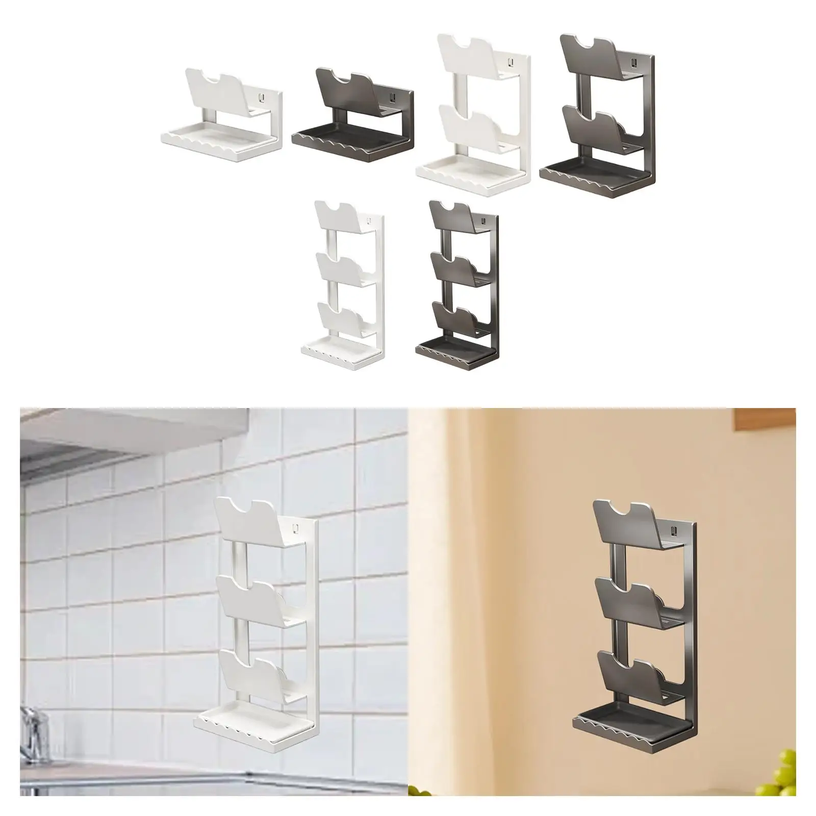 

Cabinet Door Pot Cover Rack Shelf No Drill Pot Lid Holder Kitchen Roll Holder for Home Organization