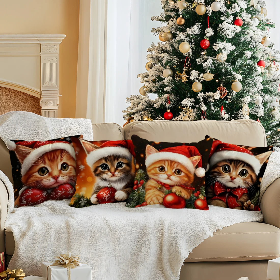 عيد الميلاد هريرة الوسائد المخدة غطاء الوسادة رمي وسادة أريكة الديكور وسادة غطاء ديكور المنزل سيارة #5