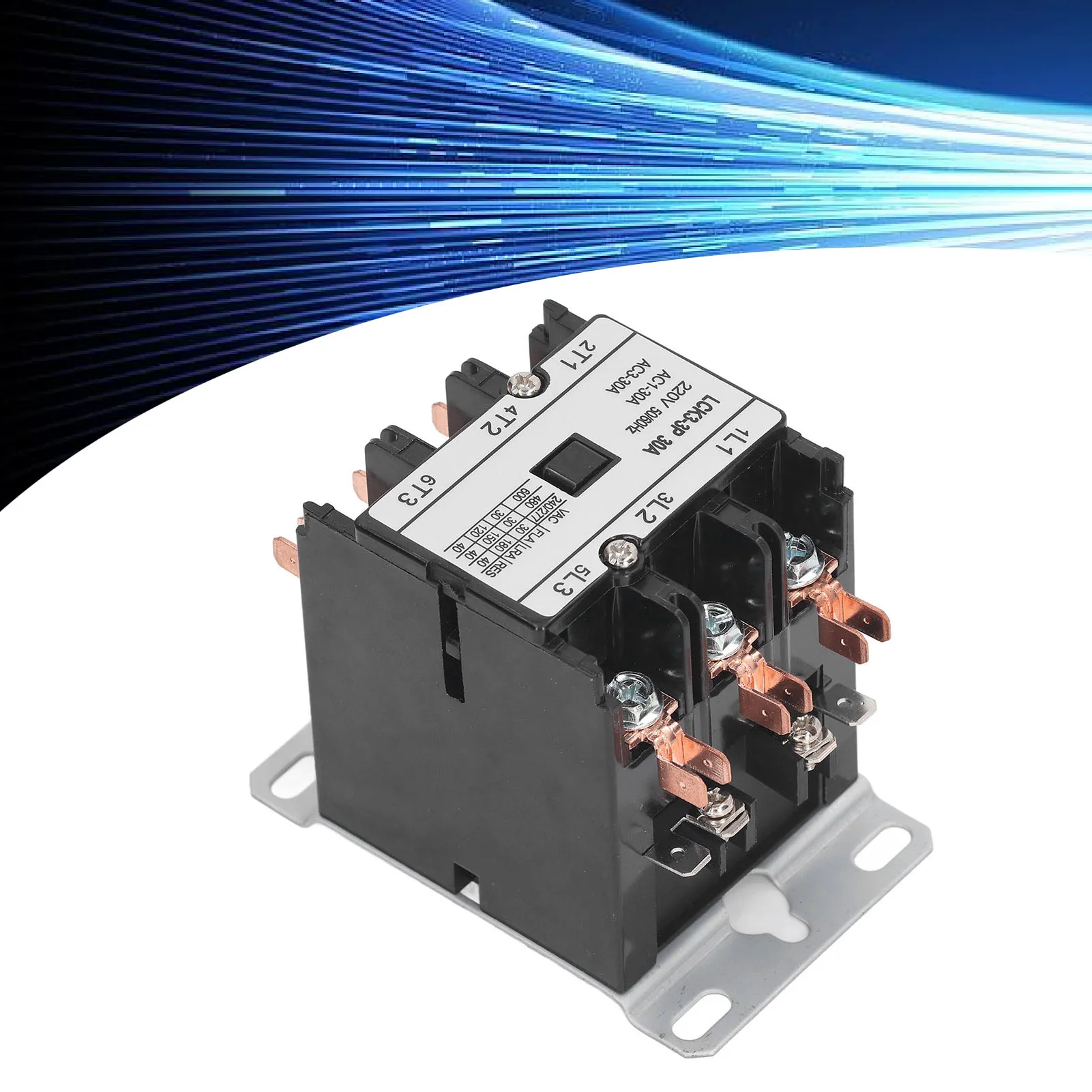 Circuit Contactor Power Supplies LCK3 3P 30A AC Contactor Heat Resistant PP Shell Silver Alloy Contact Air Conditioner Contactor