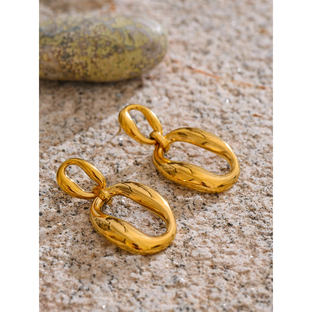 Yhpup 18K Golden PVD Plated Stainless Steel Drop Dangle Earrings Distinctive High Quality Versatile Popular Jewelry for Women