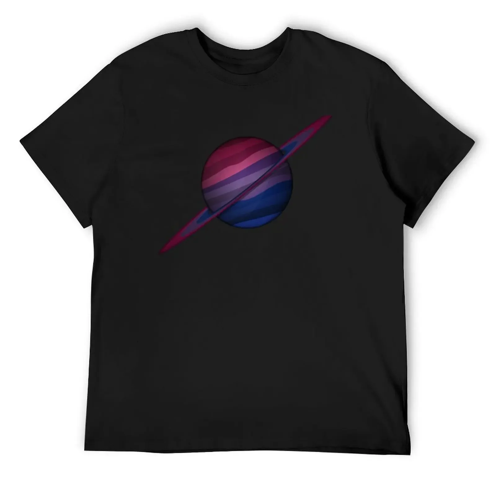 Planet and Rings in Bisexual Pride Flag Colors T-Shirt vintage graphic tee shirts graphic tee plain black t shirts men