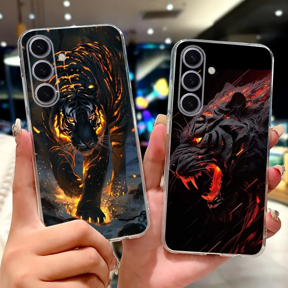 لسامسونج غالاكسي S24 5G S24FE أنيقة الأزهار القط الطباعة جراب هاتف لسامسونج S24 FE S 24 24FE لينة سيليكون بولي يوريثان حالات #4