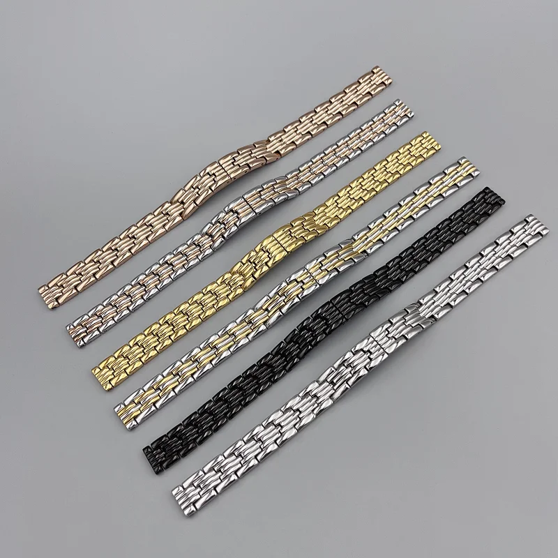 Women Stainless Steel Strap 8mm 10mm 12mm 14mm Watchband Women Silver Gold Black Rose gold Bracelet suitable for any brand