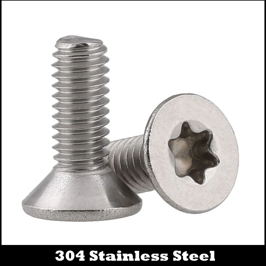 

M3 M3*10 M3x10 M3*12 M3x12 M3*16 M3x16 304 Stainless Steel 304ss Torx Six Lobe Countersunk Flat CSK Head Machine Security Screw