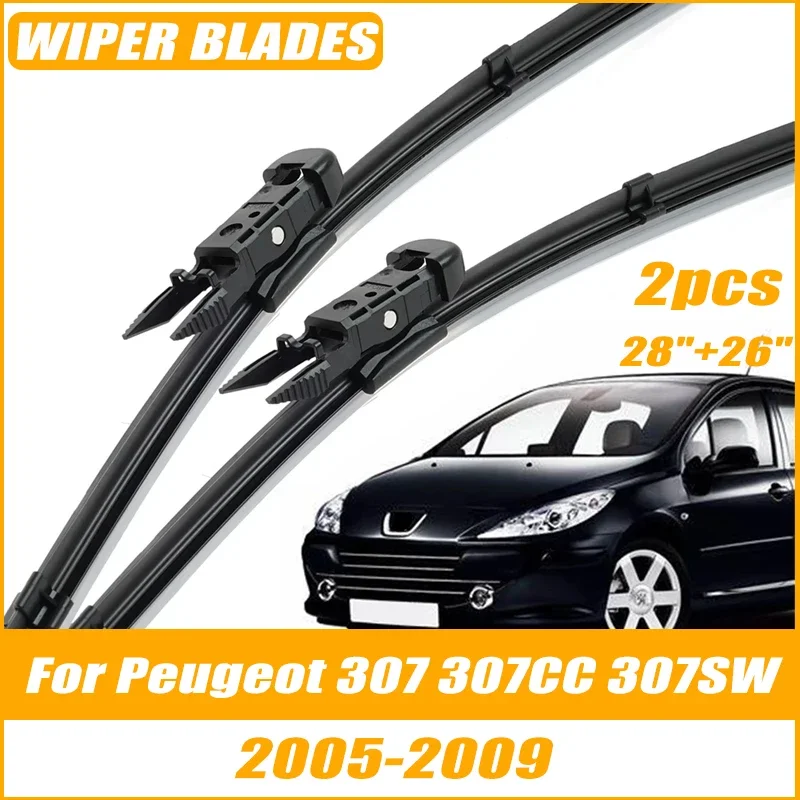 2pcs Wiper Front Wiper Blades For Peugeot 307 All Models 2005-2009 Windshield Windscreen Clean Window Car Rain Brushes 28+26