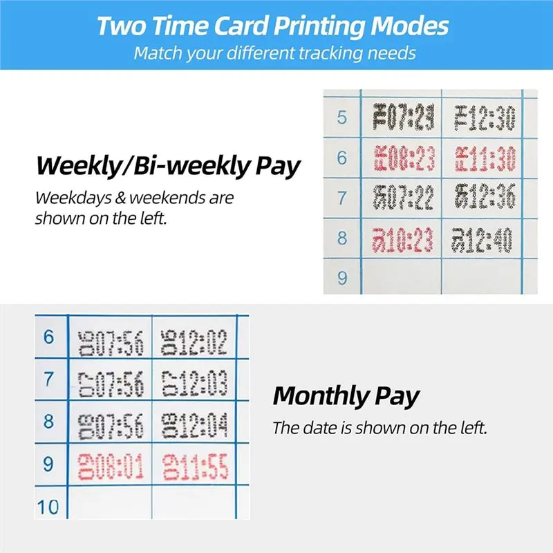 Employee Time Clocks For Small Business, Auto-Align Time Clock Punch Machine With 50-Piece Time Cards-AEF7