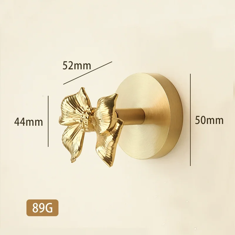 Brass No-Drill No-Nail Bowknot Clothes Hook Creative Wall-Mounted