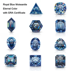 Natural Royal Blue Moissanite Loose Gemstones 100% Real Moissanite Stone for Diamond Ring with GRA Certificate Colors Never Fade