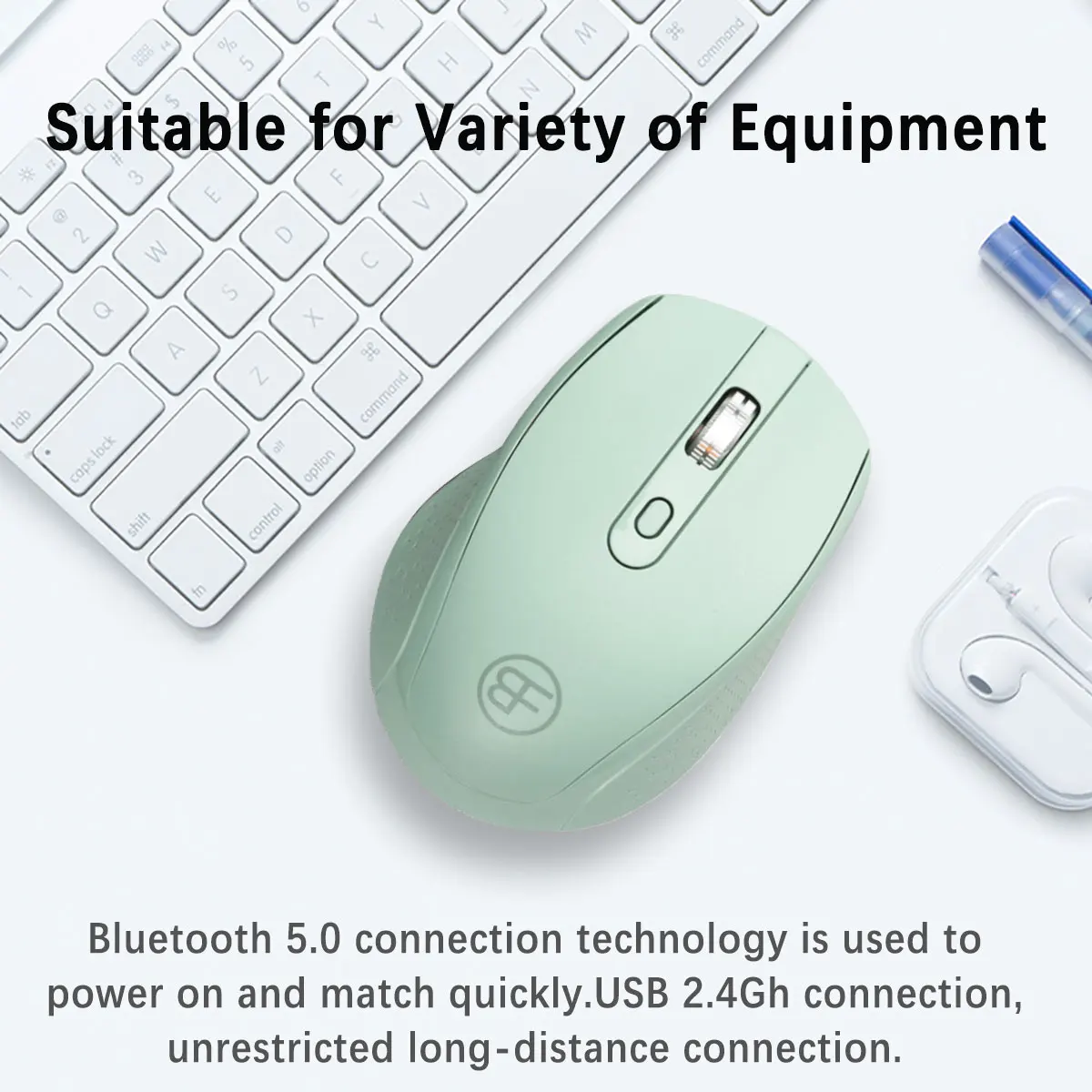 

Wireless Mouse 2.4Gh Bluetooth Dual-Model Rechargeable Mouse Adjustable 1600DPI Optical Mice for Laptop/Tablet/Desktop Computer