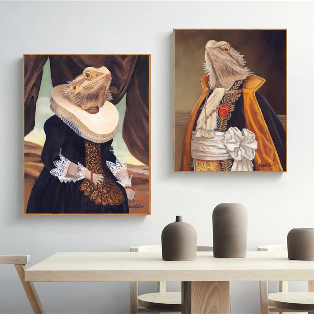 Modern Posters Bearded Dragon Prints Sir Spike Mrs. Spike Wall Lizard Art Picture Canvas Painting Bedroom Living Room Decoration