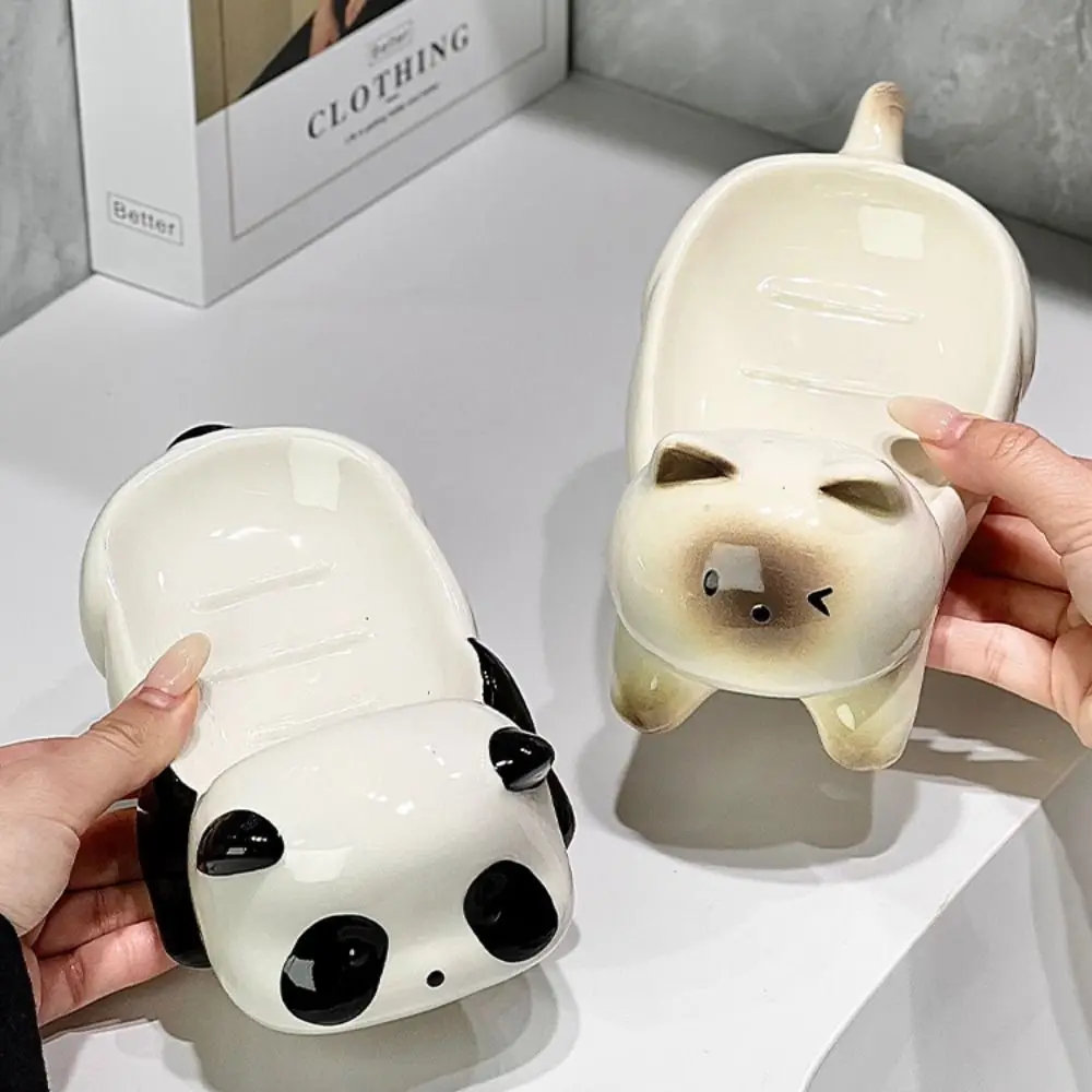 

Bathroom Accessories Cartoon Panda Soap Box Cute Ceramic Soap Dish Household Soap Holder Toilet