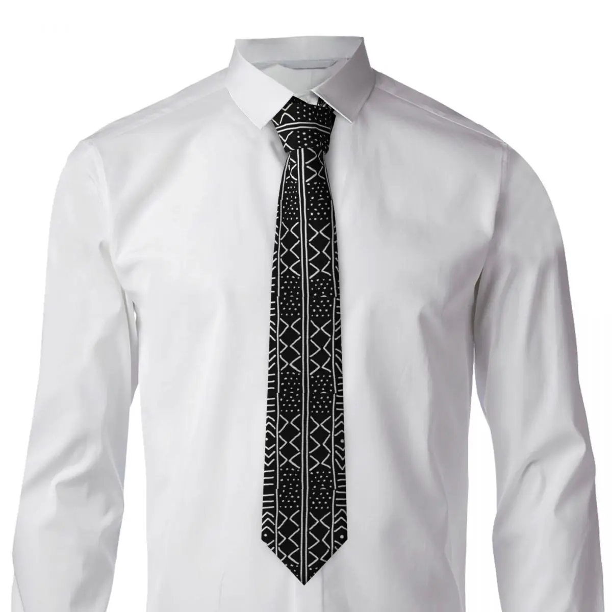 African Black Mudcloth Necktie for Men Silk Polyester Slim Neck Ties Wedding Business Tie Casual Gravatas