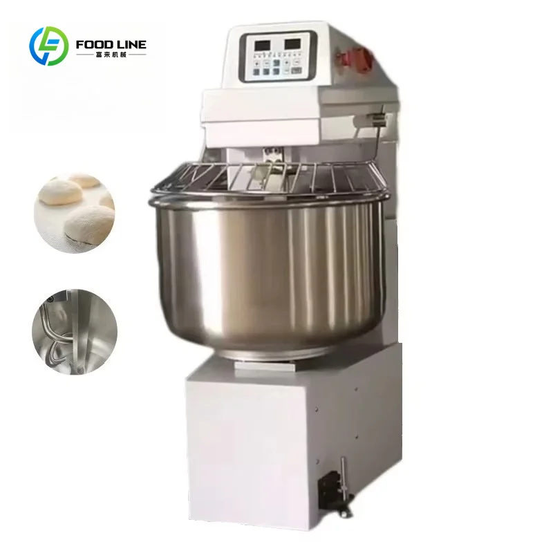 High Output Digital Spiral Dough Mixer Anti Slip Support Feet Safe Emergency Stop for Bakery Food Store Custom